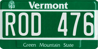 VT license plate ROD476