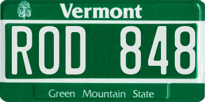 VT license plate ROD848