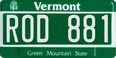 VT license plate ROD881