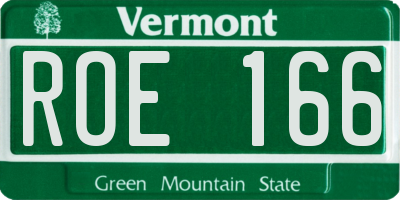 VT license plate ROE166