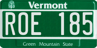 VT license plate ROE185
