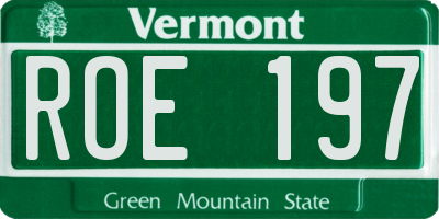 VT license plate ROE197