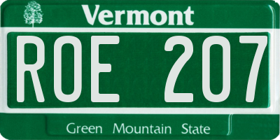 VT license plate ROE207