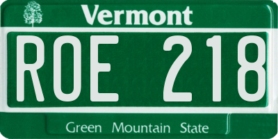 VT license plate ROE218