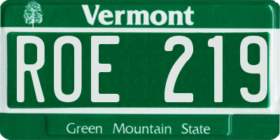 VT license plate ROE219