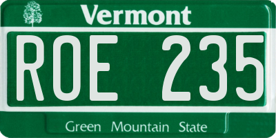 VT license plate ROE235