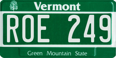 VT license plate ROE249