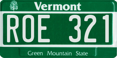 VT license plate ROE321