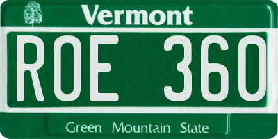 VT license plate ROE360