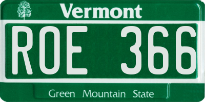 VT license plate ROE366