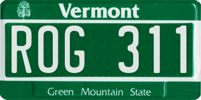VT license plate ROG311