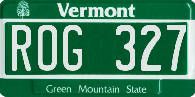 VT license plate ROG327