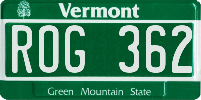 VT license plate ROG362