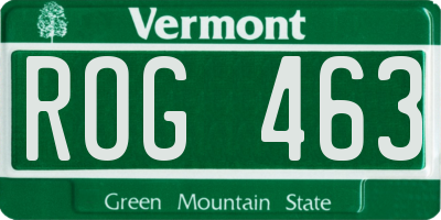 VT license plate ROG463