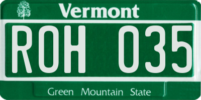 VT license plate ROH035