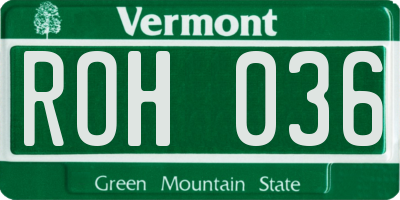 VT license plate ROH036