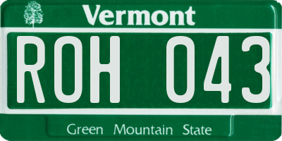 VT license plate ROH043