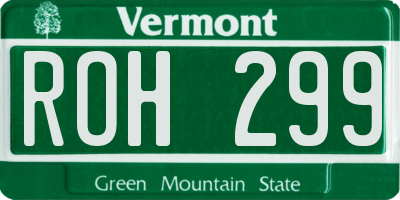 VT license plate ROH299
