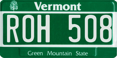 VT license plate ROH508
