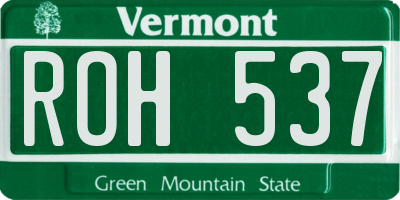 VT license plate ROH537