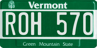 VT license plate ROH570