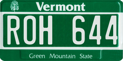 VT license plate ROH644