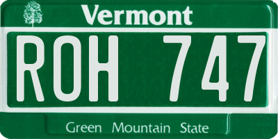 VT license plate ROH747