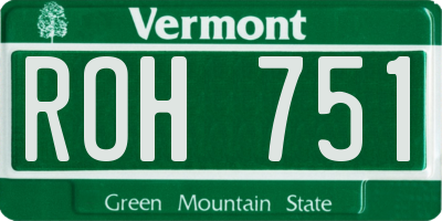 VT license plate ROH751