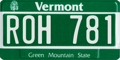 VT license plate ROH781