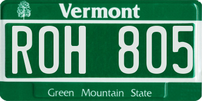 VT license plate ROH805