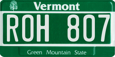 VT license plate ROH807