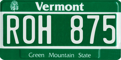 VT license plate ROH875