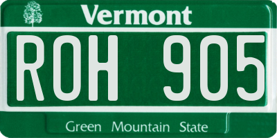 VT license plate ROH905