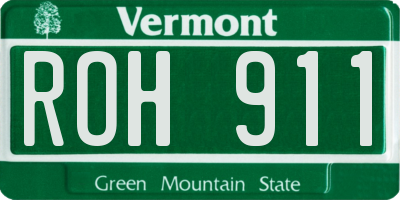 VT license plate ROH911