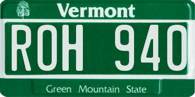 VT license plate ROH940