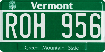 VT license plate ROH956