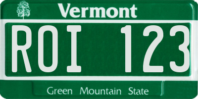 VT license plate ROI123