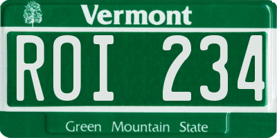 VT license plate ROI234