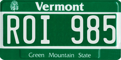 VT license plate ROI985