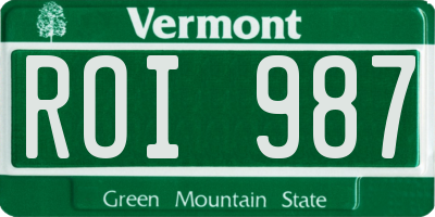 VT license plate ROI987