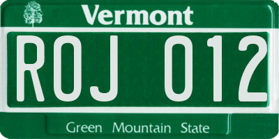 VT license plate ROJ012