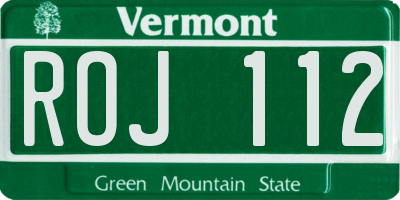 VT license plate ROJ112