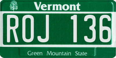 VT license plate ROJ136