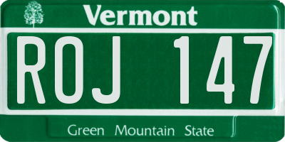 VT license plate ROJ147