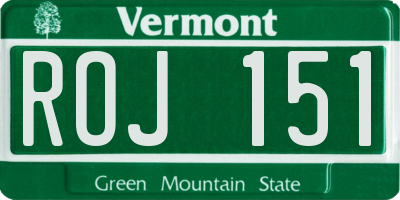 VT license plate ROJ151