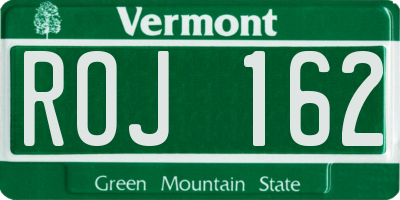 VT license plate ROJ162