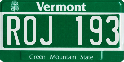VT license plate ROJ193