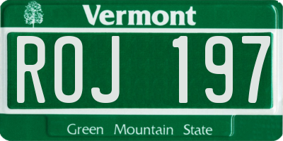 VT license plate ROJ197