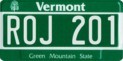 VT license plate ROJ201