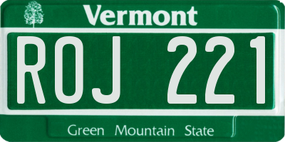 VT license plate ROJ221